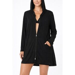 Coolibar Jacket Womens XXL Black Cabana Hoodie Long UPF 50+ Sun Protection Beach